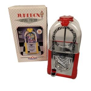 Vintage Carousel Jukebox Gumball Machine Candy Dispenser Red New Open Box Retro
